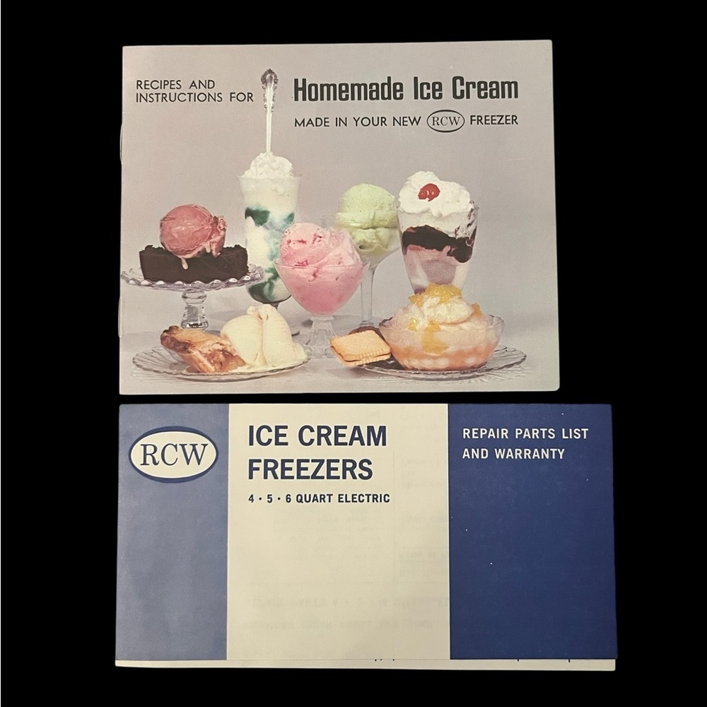 Vintage RCW Ice Cream Freezer Recipes Instructions Manual Repair Parts List Lot